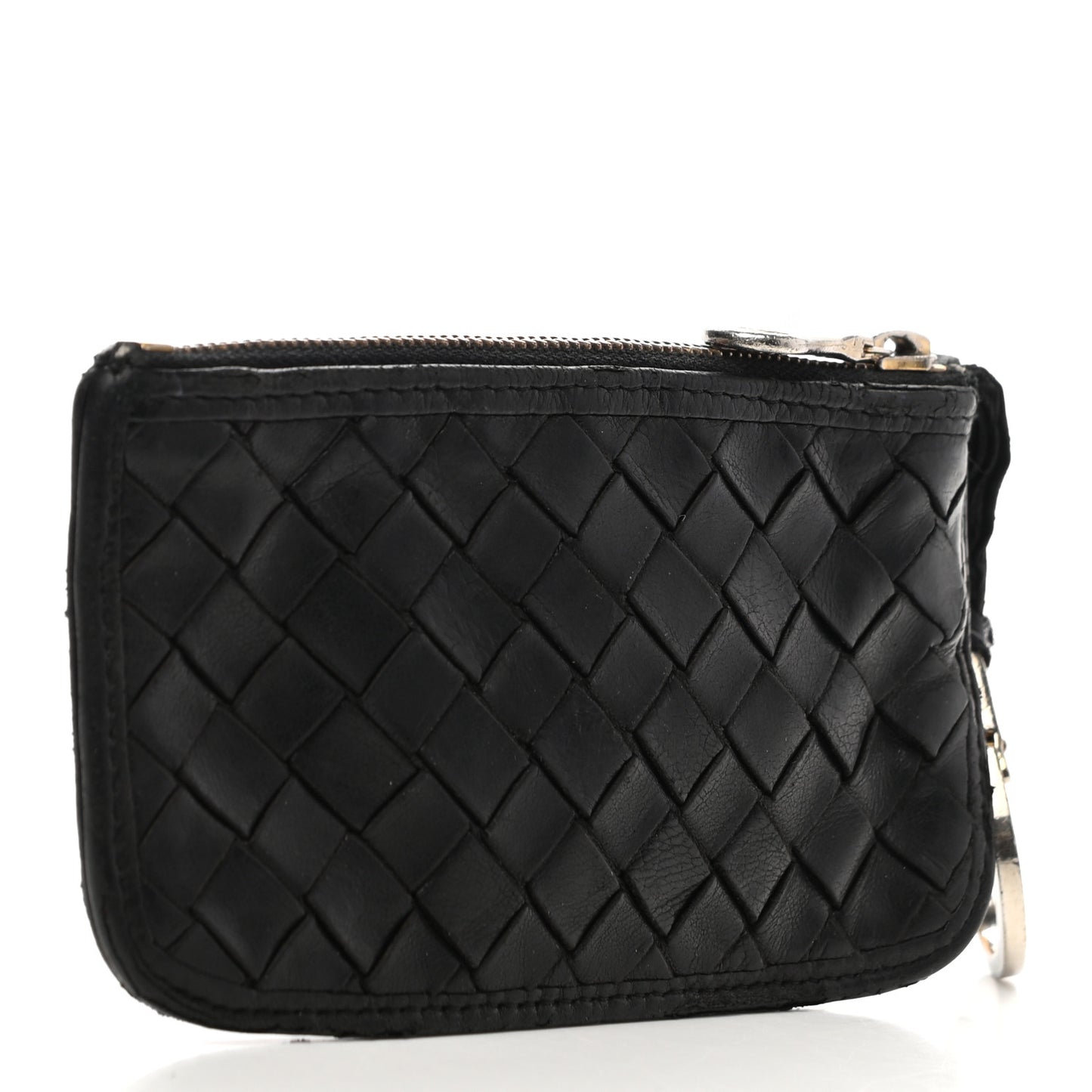 Nappa Intrecciato Zip Around Coin Purse Black