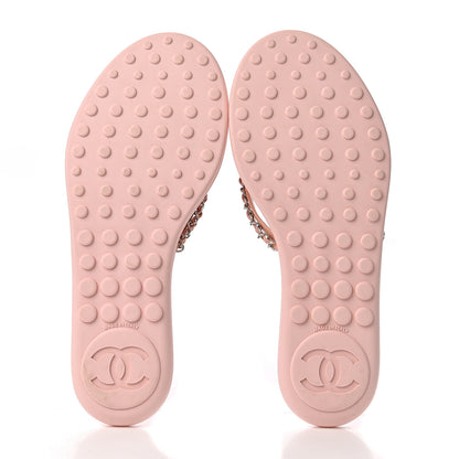 Chanel Calfskin CC Chain Thong Sandals Pink 5 of 7