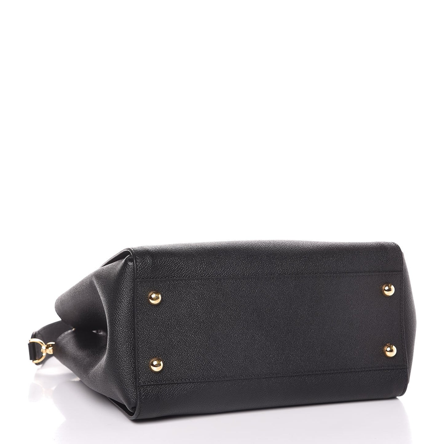 Soft Grain Calfskin Medium Buckle Tote Black