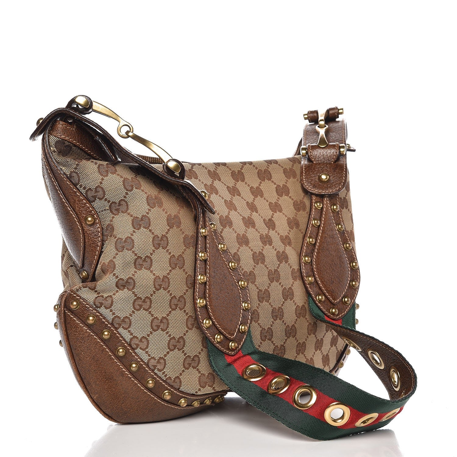 Gucci Monogram Pelham Studded Shoulder Bag Brown 3 of 9