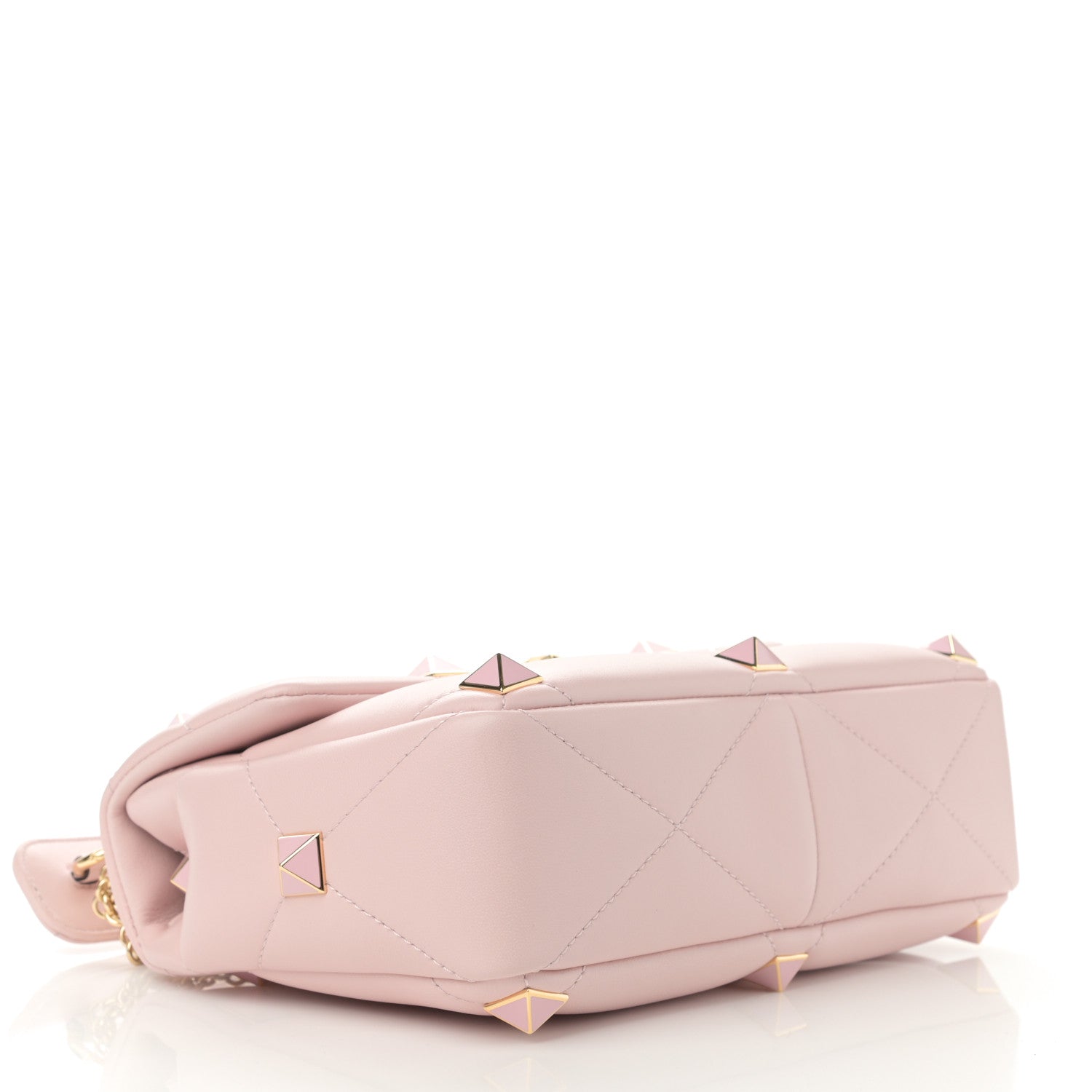 Valentino Garavani Nappa Enamel Large Roman Stud Shoulder Bag Rose Quartz 4 of 7