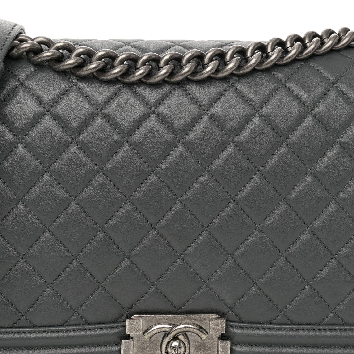 Chanel Lambskin Quilted New Medium Boy Flap Grey 8 of 13