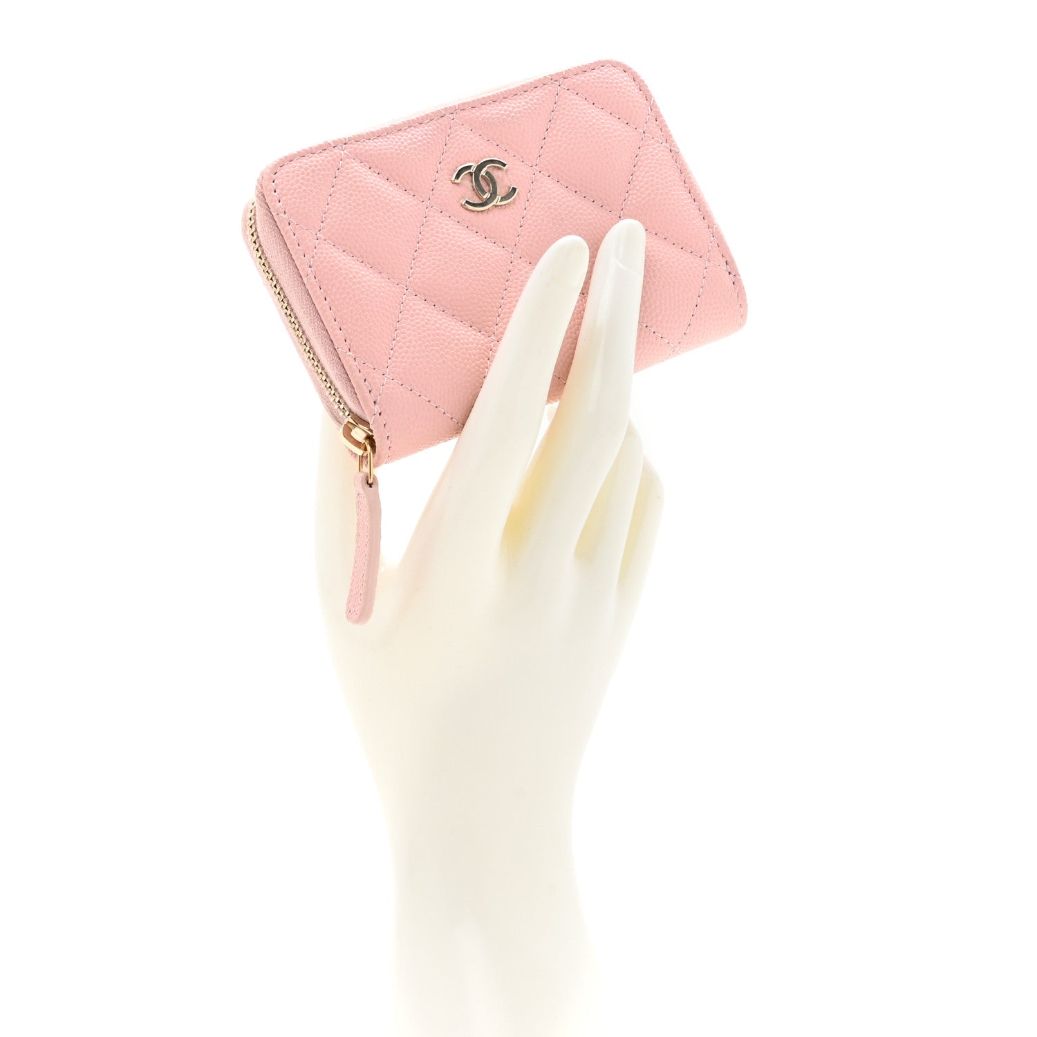 Chanel Caviar Quilted Zip Coin Purse Light Pink 2 of 9