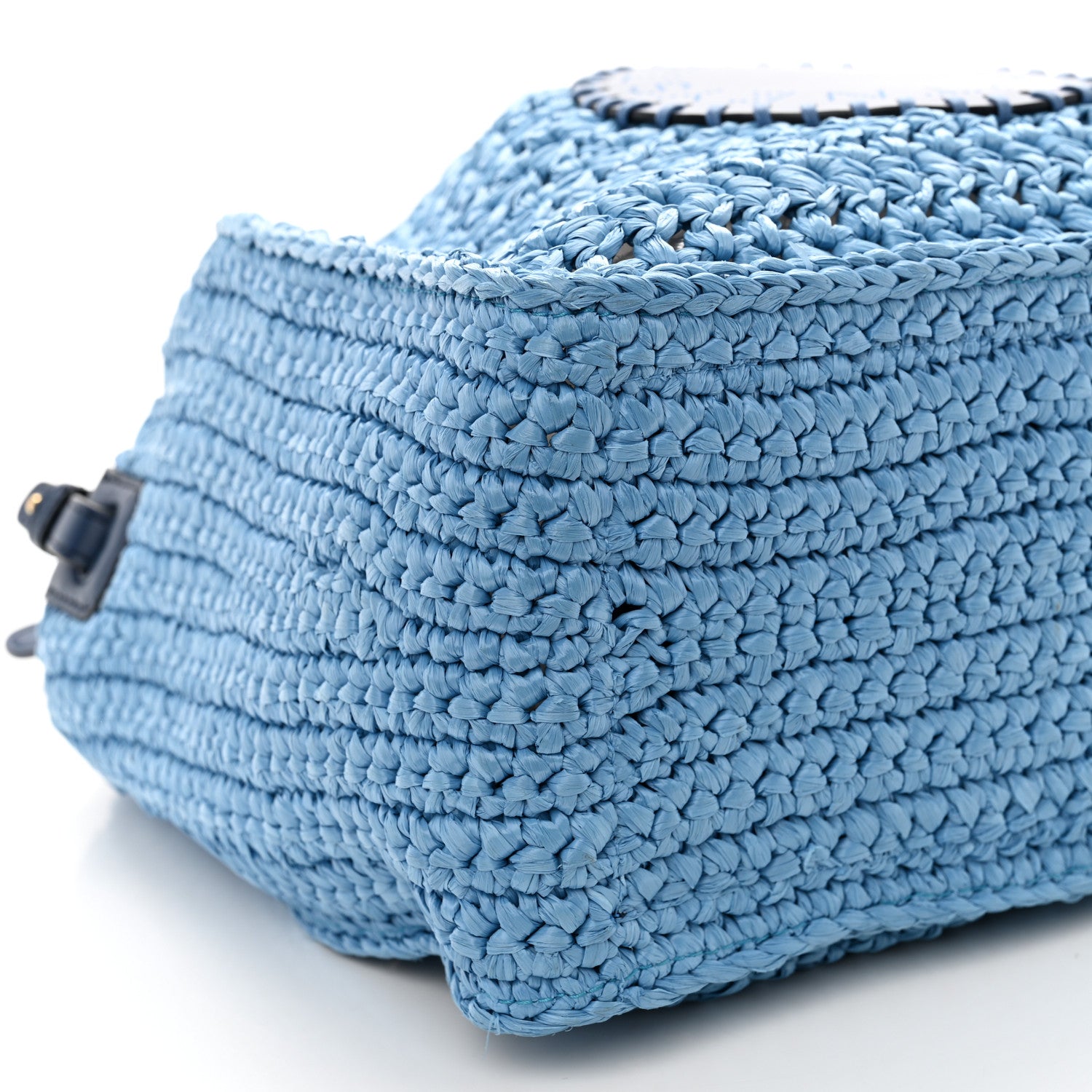 Stella McCartney Braided Raffia Eco Alter Napa Perforated Logo Crossbody Bag Light Blue 8 of 10