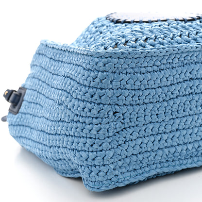 Stella McCartney Braided Raffia Eco Alter Napa Perforated Logo Crossbody Bag Light Blue 8 of 10