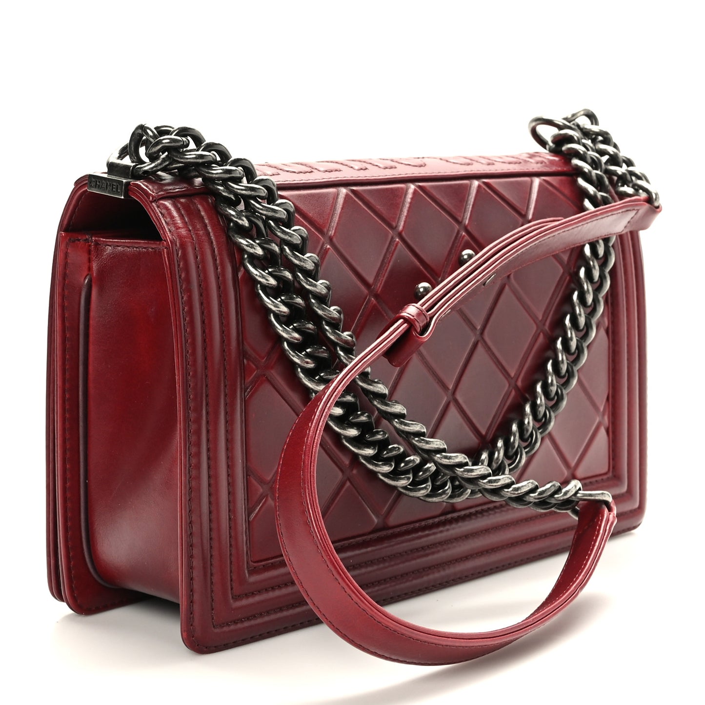 Calfskin Embossed New Medium Paris Salzburg Boy Flap Red
