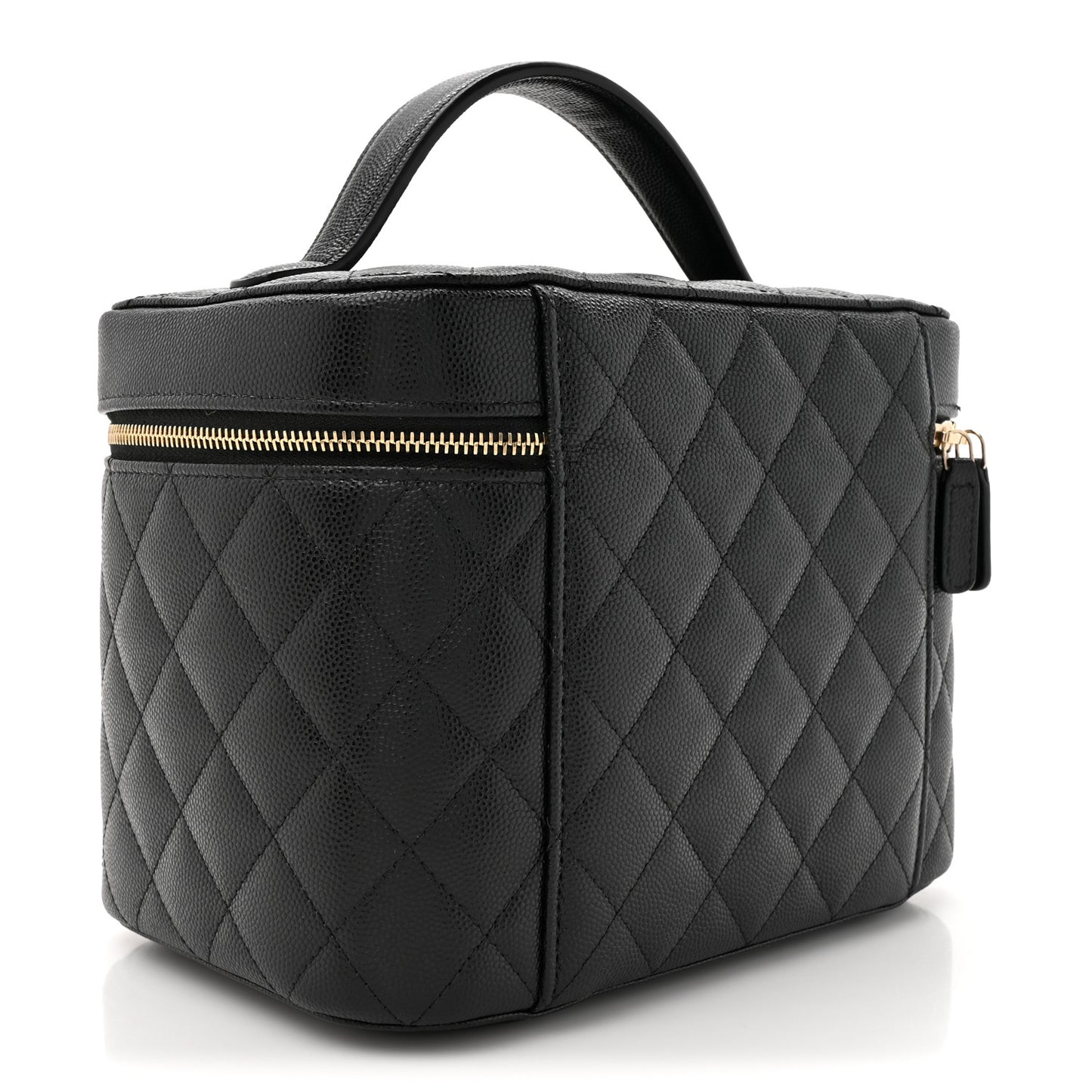 Caviar Quilted Large Vanity Pouch Black