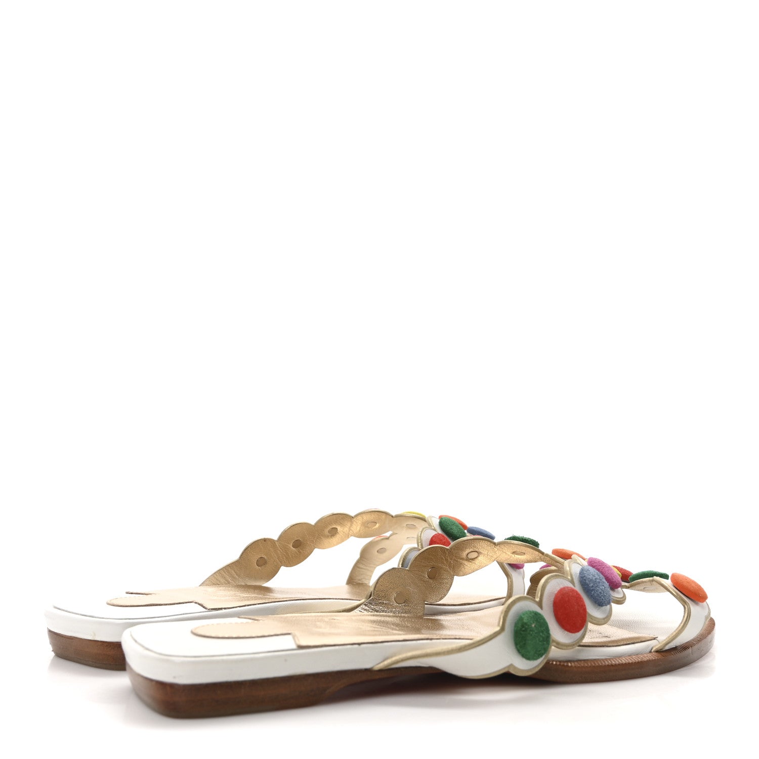 Christian Louboutin Kid Suede Smarta Flat Sandals 36.5 White Multicolor 5 of 8