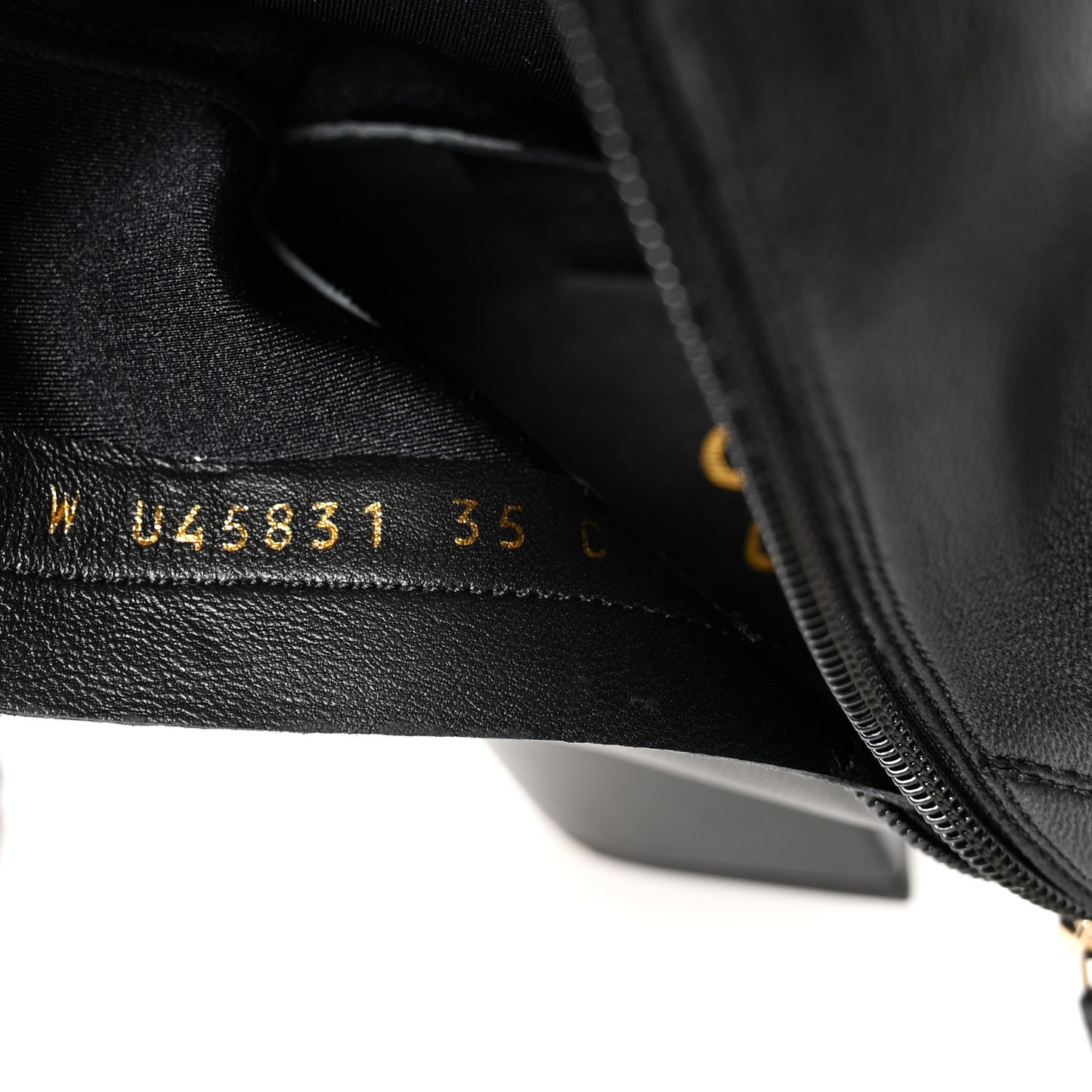 Stretch Lambskin Cap Toe CC Uniform Short Boots  35 Black