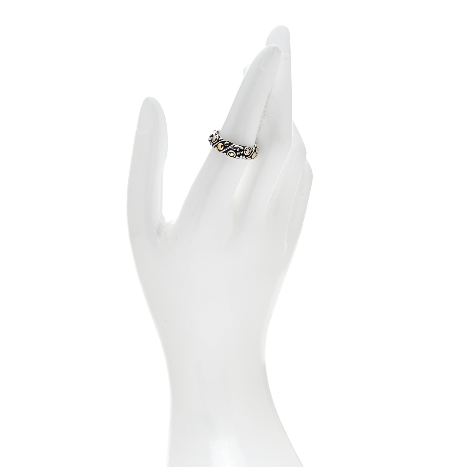 John Hardy Sterling Silver 18K Yellow Gold Jaisalmer Dot Band Ring 55 7.25 2 of 6