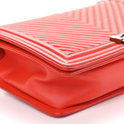 Chanel Calfskin Chevron Quilted New Medium Boy Flap Red 8 of 9