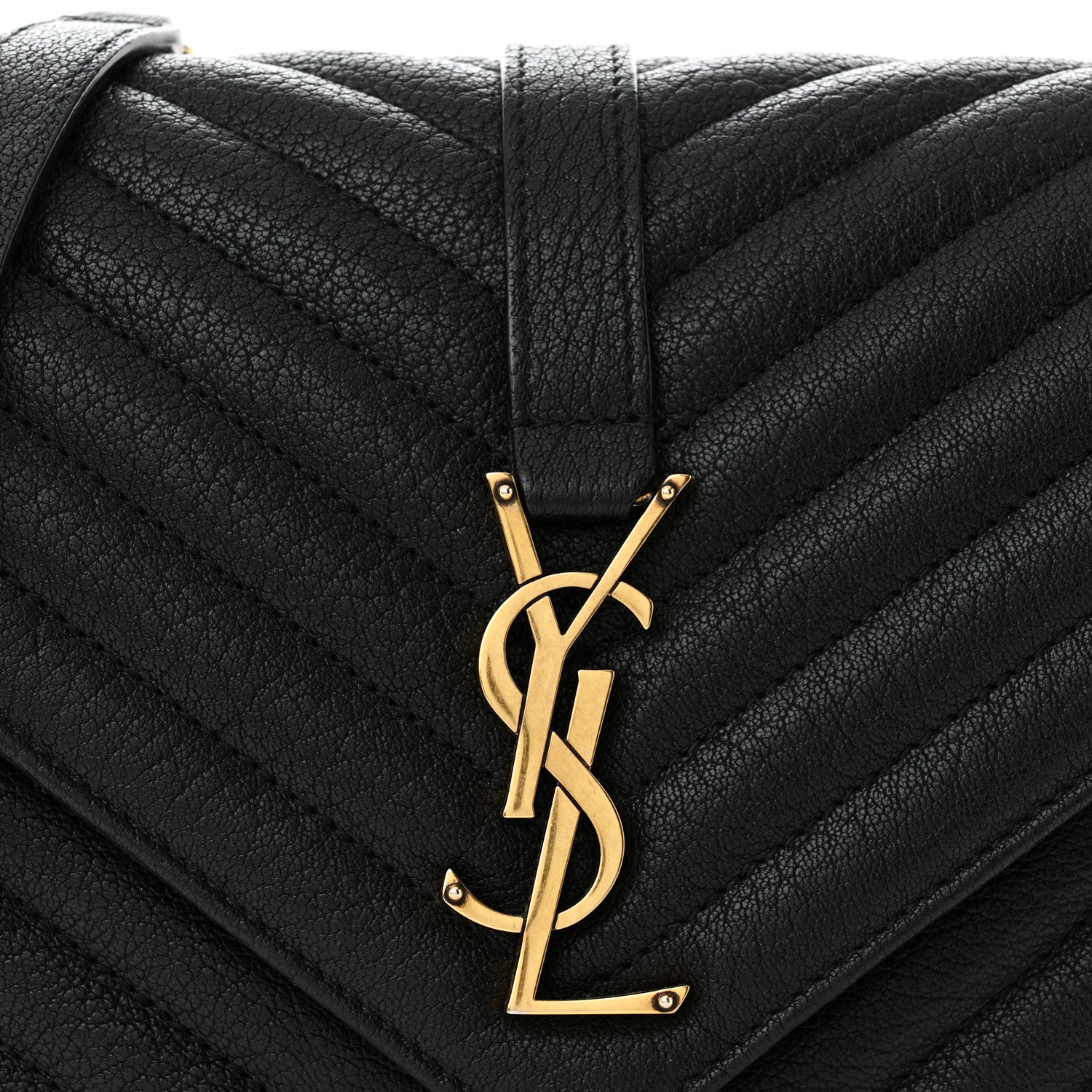 Saint Laurent Sheepskin Matelasse Chevron Monogram Medium College Bag Black 9 of 13