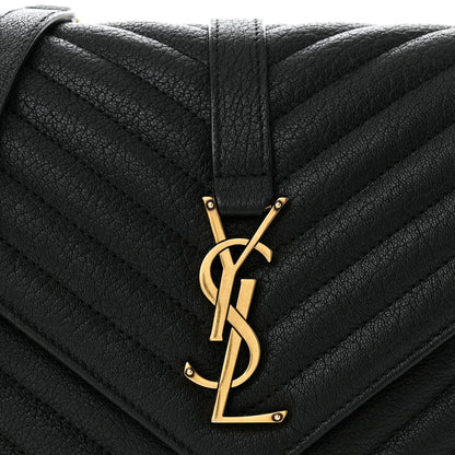 Saint Laurent Sheepskin Matelasse Chevron Monogram Medium College Bag Black 9 of 13