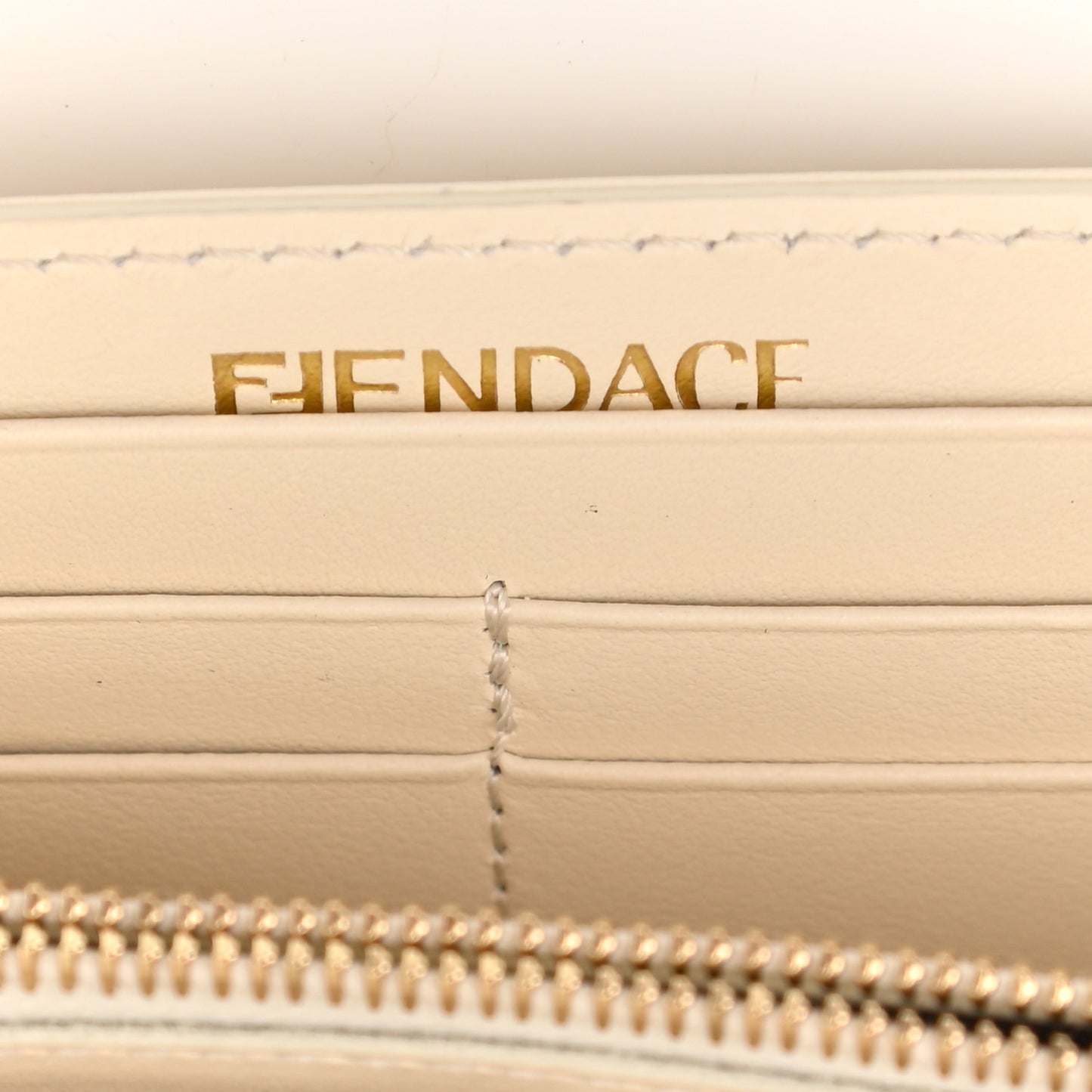 X VERSACE Glazed Fabric Fendace FF Baroque Continental Wallet On Chain Gold White Rosa