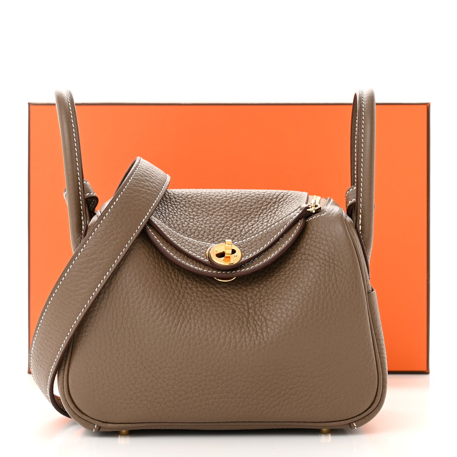 Hermes Taurillon Clemence Mini Lindy 20 Etoupe 11 of 11