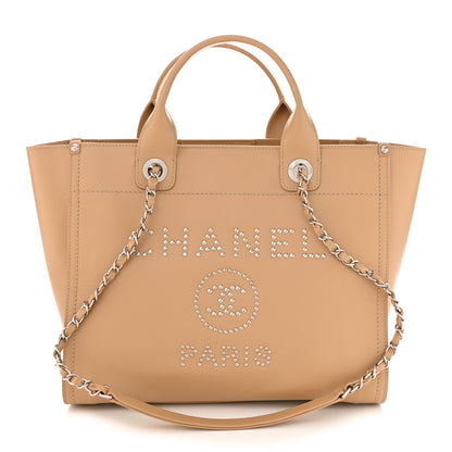 Chanel Caviar Small Studded Deauville Tote Beige 1 of 10