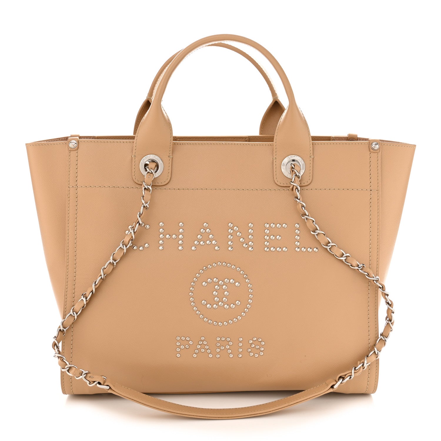 Chanel Caviar Small Studded Deauville Tote Beige 1 of 10