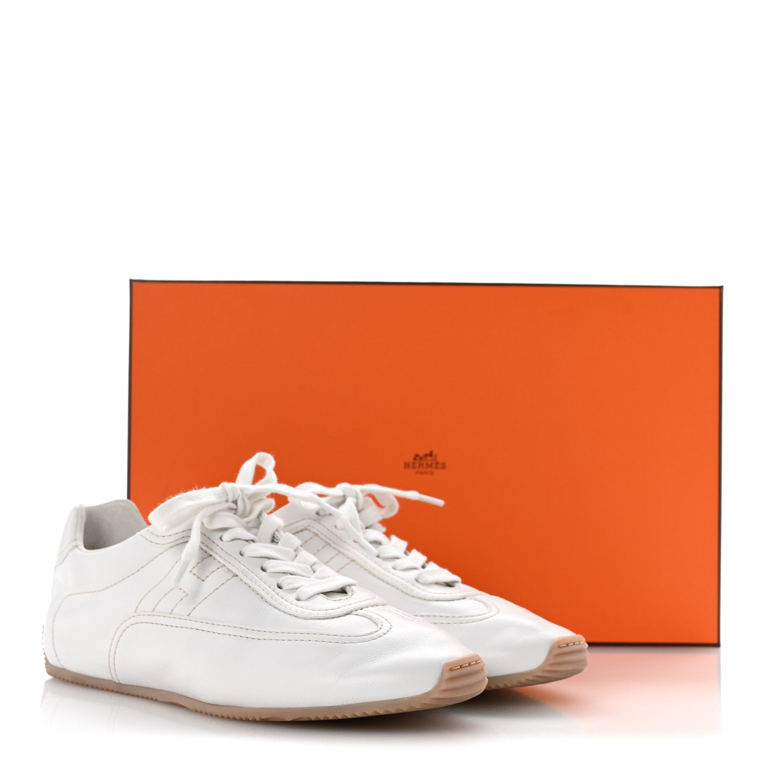 Hermes Supple Calfskin Master Sneakers 38 Beige Glaise 10 of 10