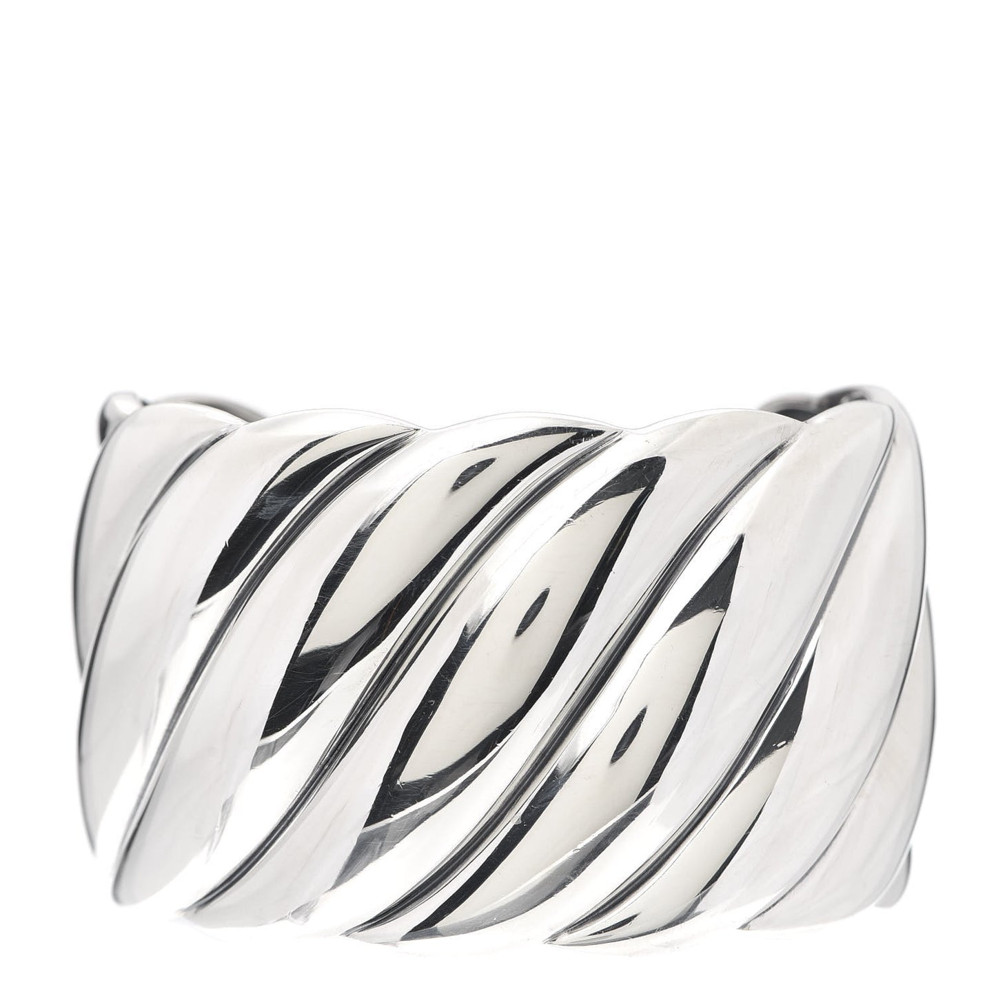 Sterling Silver Wide Sculpted Cable Cuff Bracelet