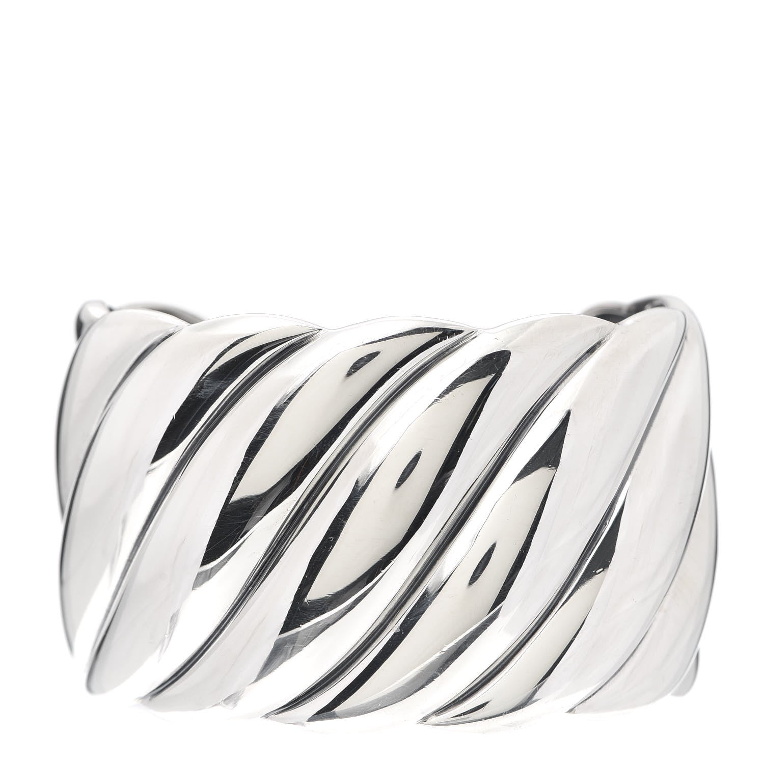 David Yurman Sterling Silver Wide Sculpted Cable Cuff Bracelet 1 of 4