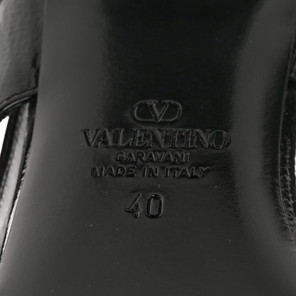 Valentino Garavani Wrinkled Patent Vlogo Turn Lock Slingback 65mm Pumps 40 Black 7 of 10