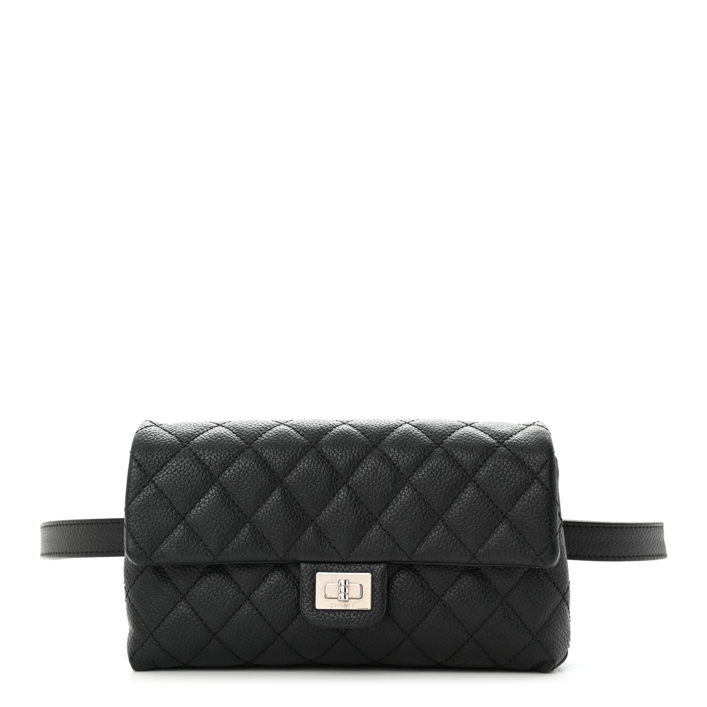 Grained Calfskin Quilted 2.55 Reissue Flap Belt Bag Clutch Black