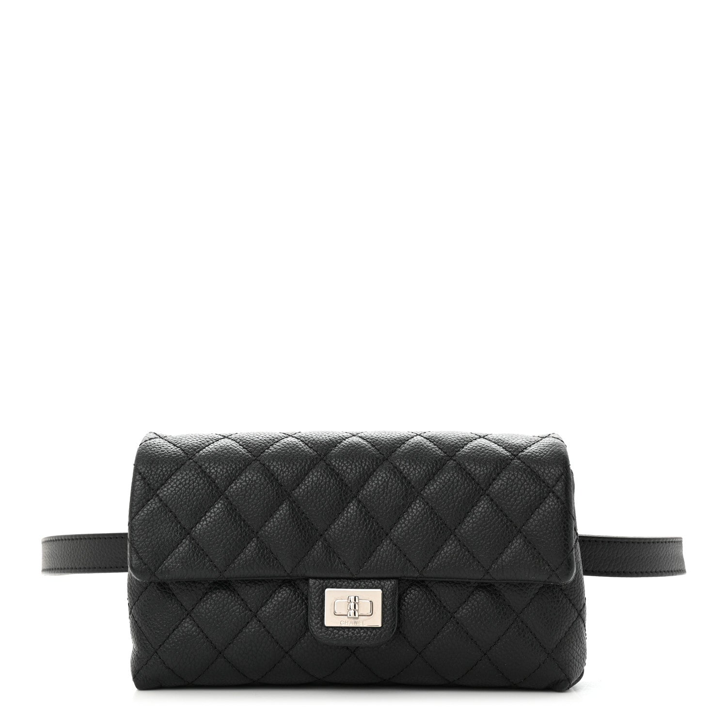 Chanel Grained Calfskin Quilted 2.55 Reissue Flap Belt Bag Clutch Black 1 of 11