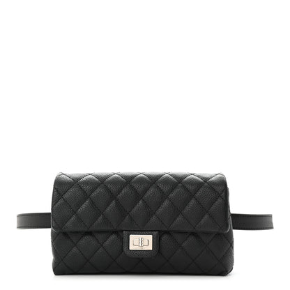 Chanel Grained Calfskin Quilted 2.55 Reissue Flap Belt Bag Clutch Black 1 of 11
