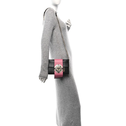 Prada City Calf Crystal Embellished Ribbon Bag Black Begonia 2 of 10