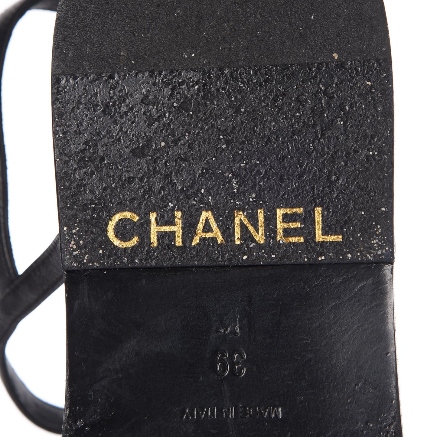 Lambskin CC Chain Thong Sandals 39 Black
