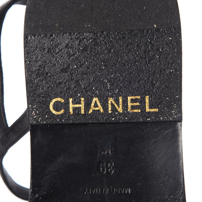 Chanel Lambskin CC Chain Thong Sandals 39 Black 8 of 9