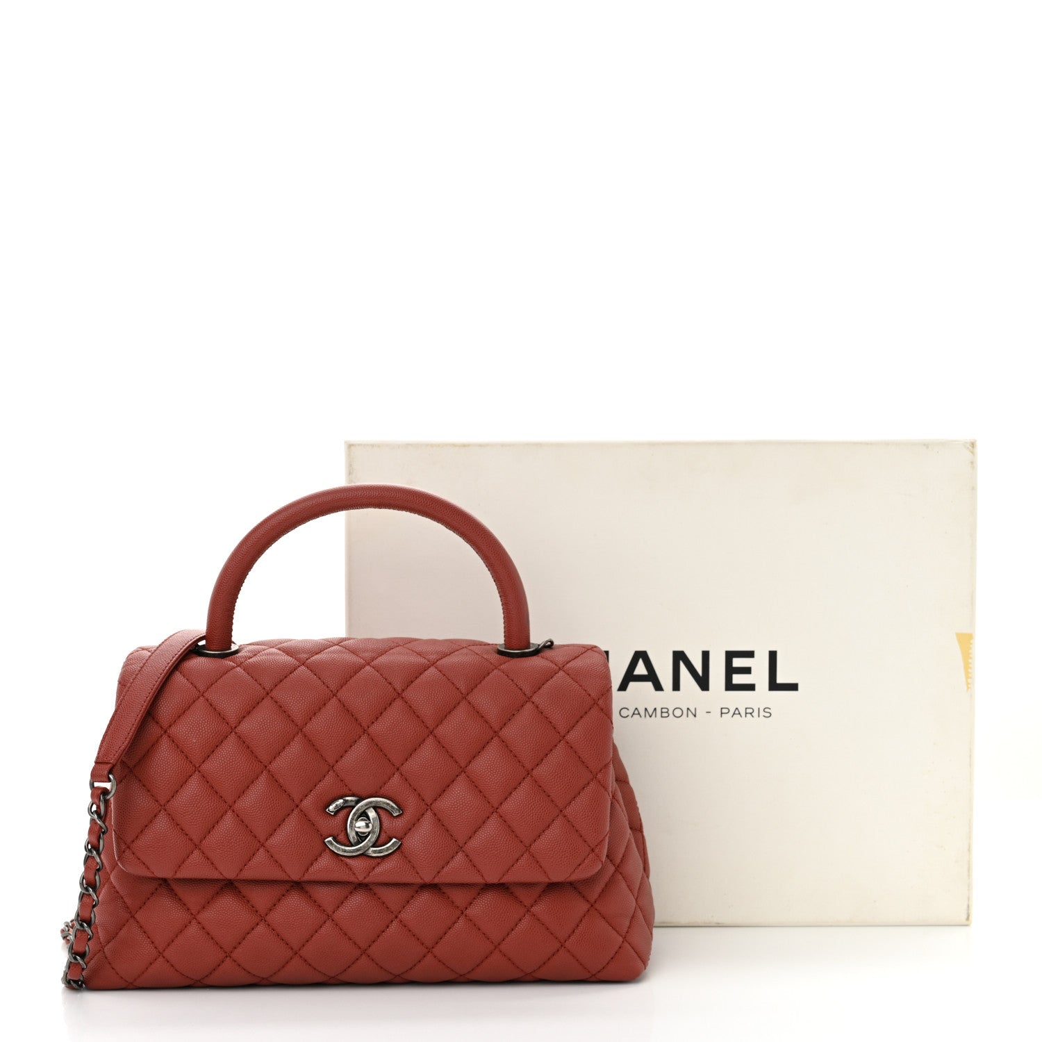 Chanel Caviar Quilted Small Coco Handle Flap Red 12 of 12