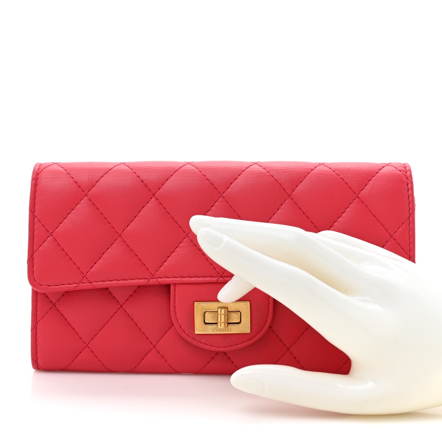 Chanel Calfskin Quilted 2.55 Reissue Flap Wallet Red 2 of 12
