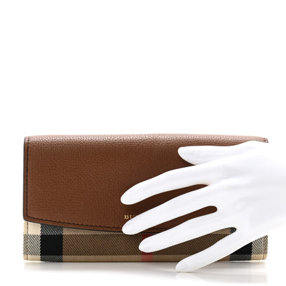 Burberry Grainy Calfskin House Check Continental Wallet Tan 2 of 11