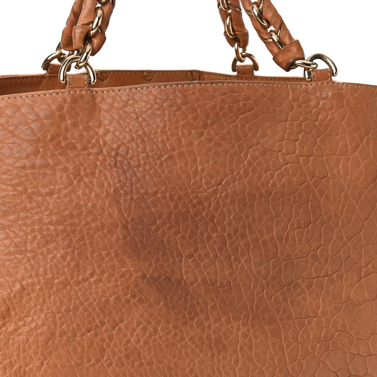 Crinkled Lambskin Mia Tote Camel