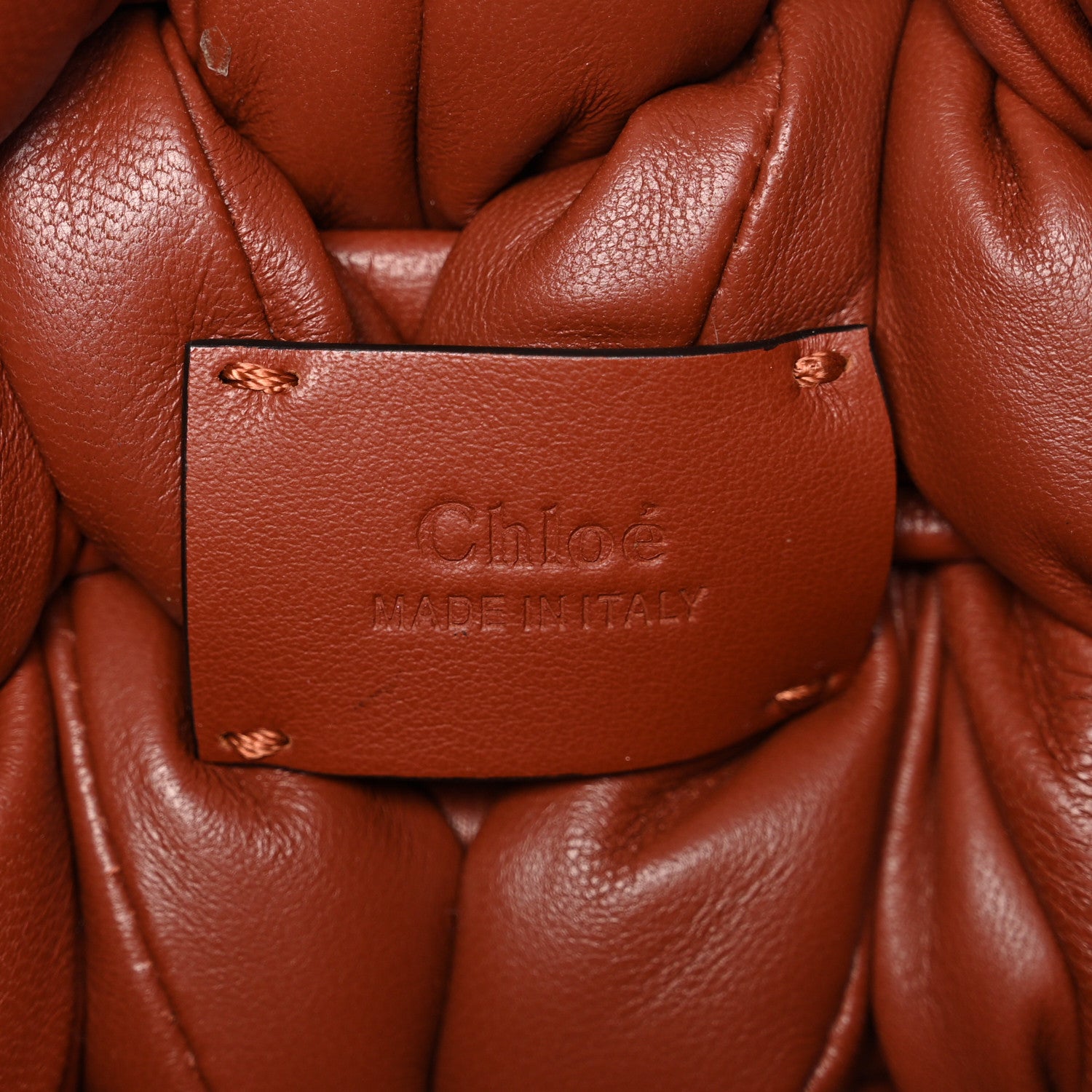 Chloe Lambskin Woven Wooden C Shoulder Bag Sepia Brown 7 of 11