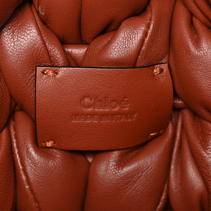 Chloe Lambskin Woven Wooden C Shoulder Bag Sepia Brown 7 of 11