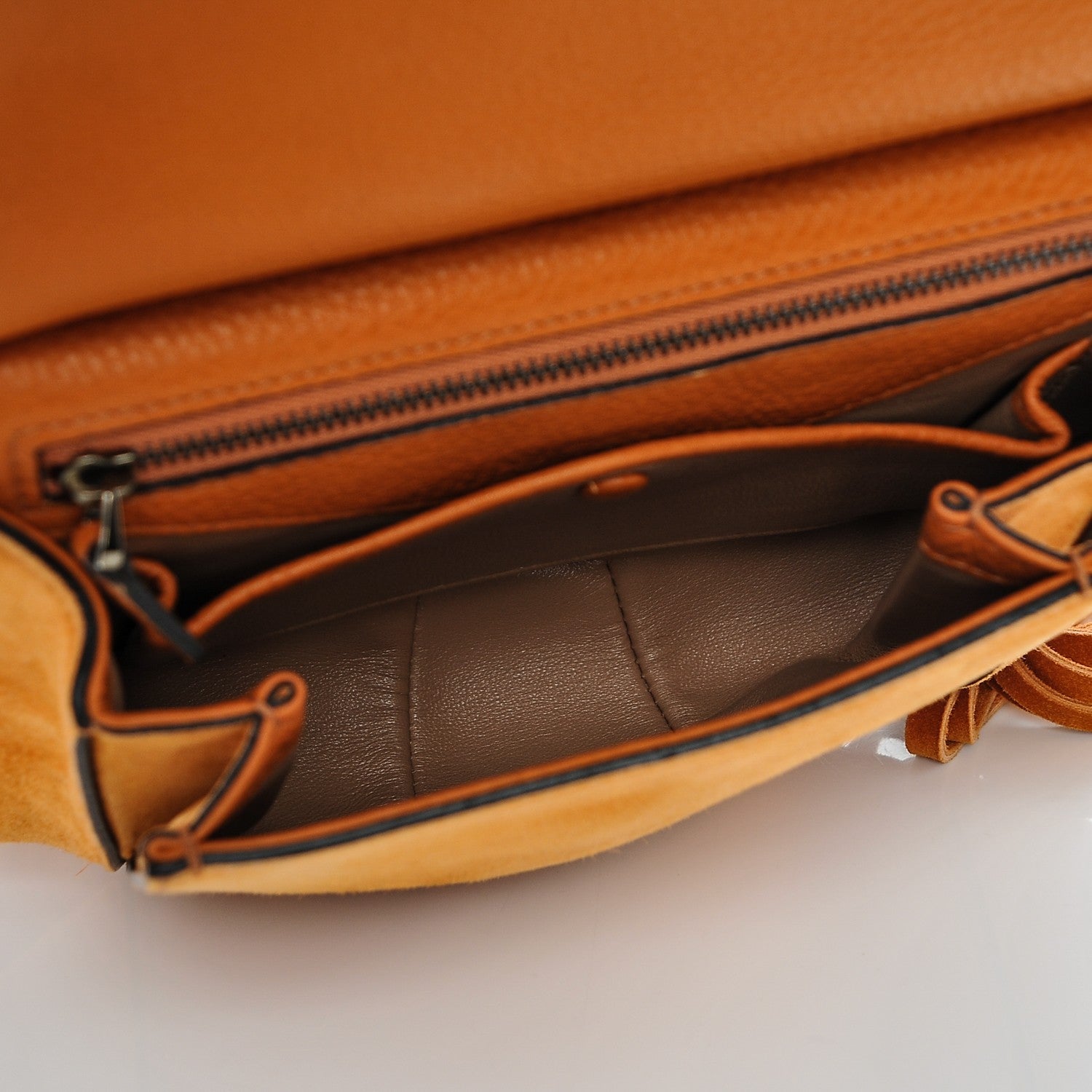 Gucci Suede Small Nouveau Fringe Shoulder Bag Orange 6 of 7