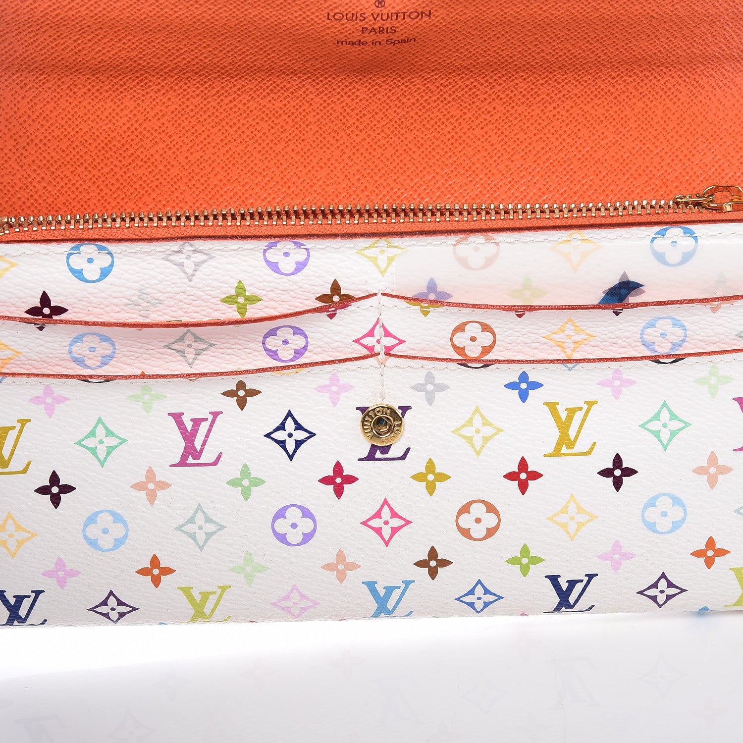 Louis Vuitton Monogram Multicolor Sarah Wallet White Orange 8 of 9