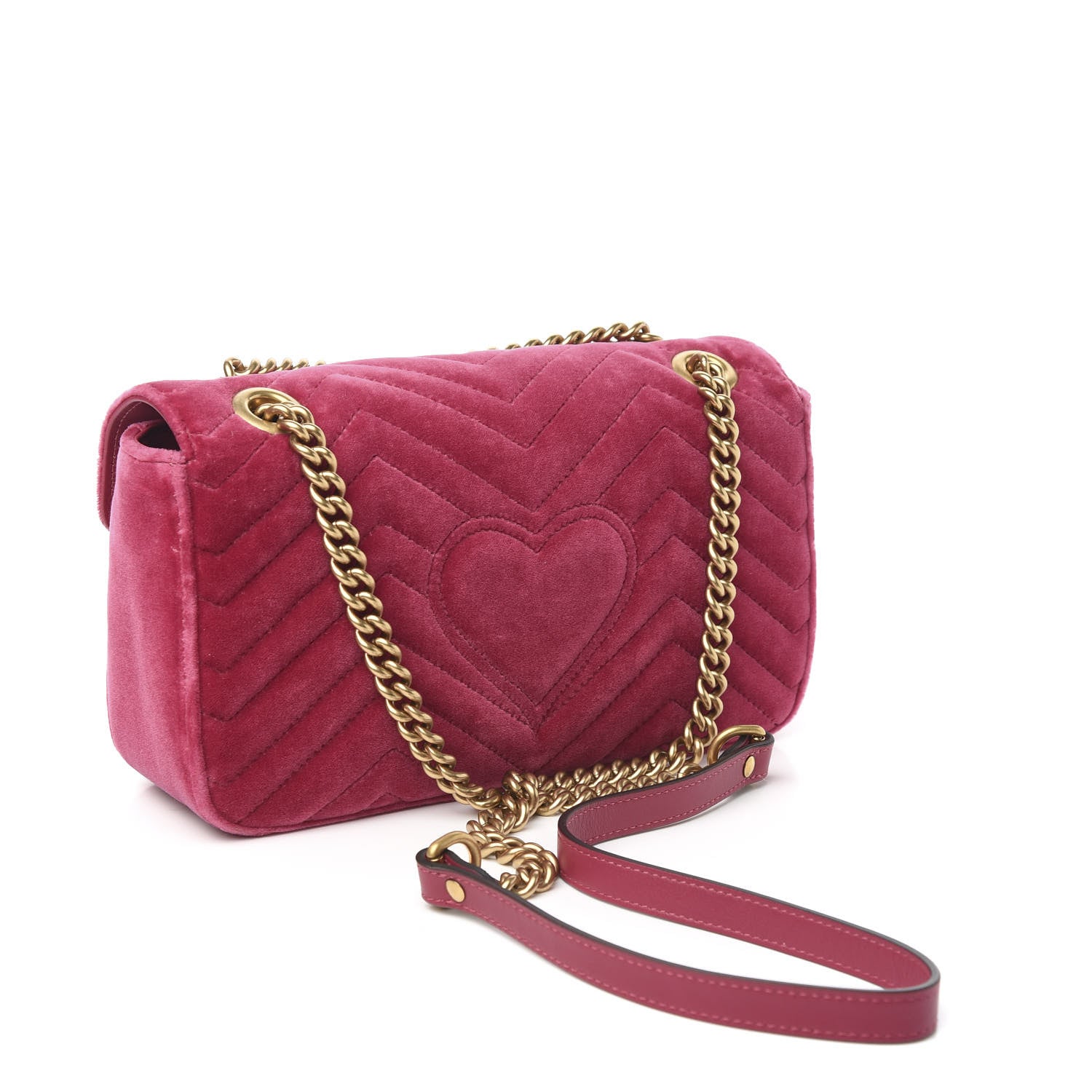 Gucci Velvet Matelasse Small GG Marmont Shoulder Bag Light Raspberry Rose 3 of 10