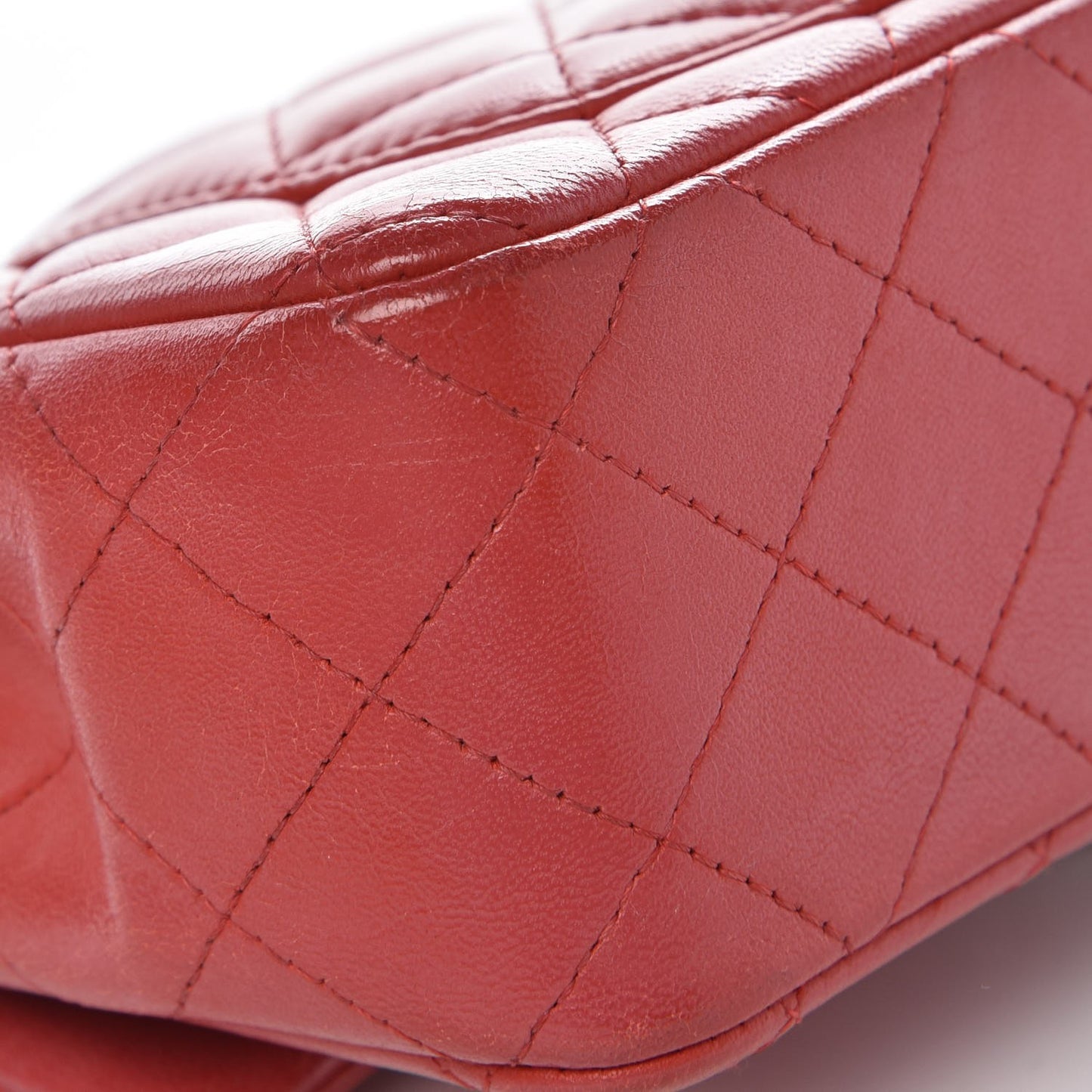 Lambskin Quilted Mini Rectangular Flap Red