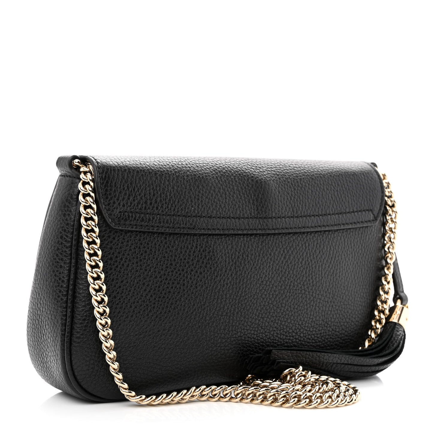 Pebbled Calfskin Medium Soho Flap Crossbody Black