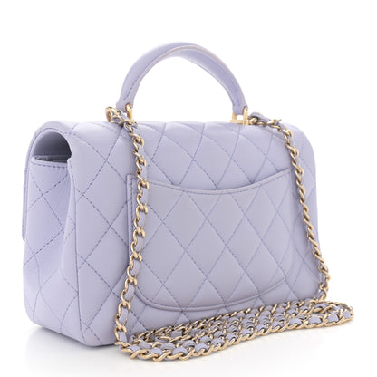 Chanel Lambskin Quilted Mini Top Handle Rectangular Flap Light Purple 3 of 11