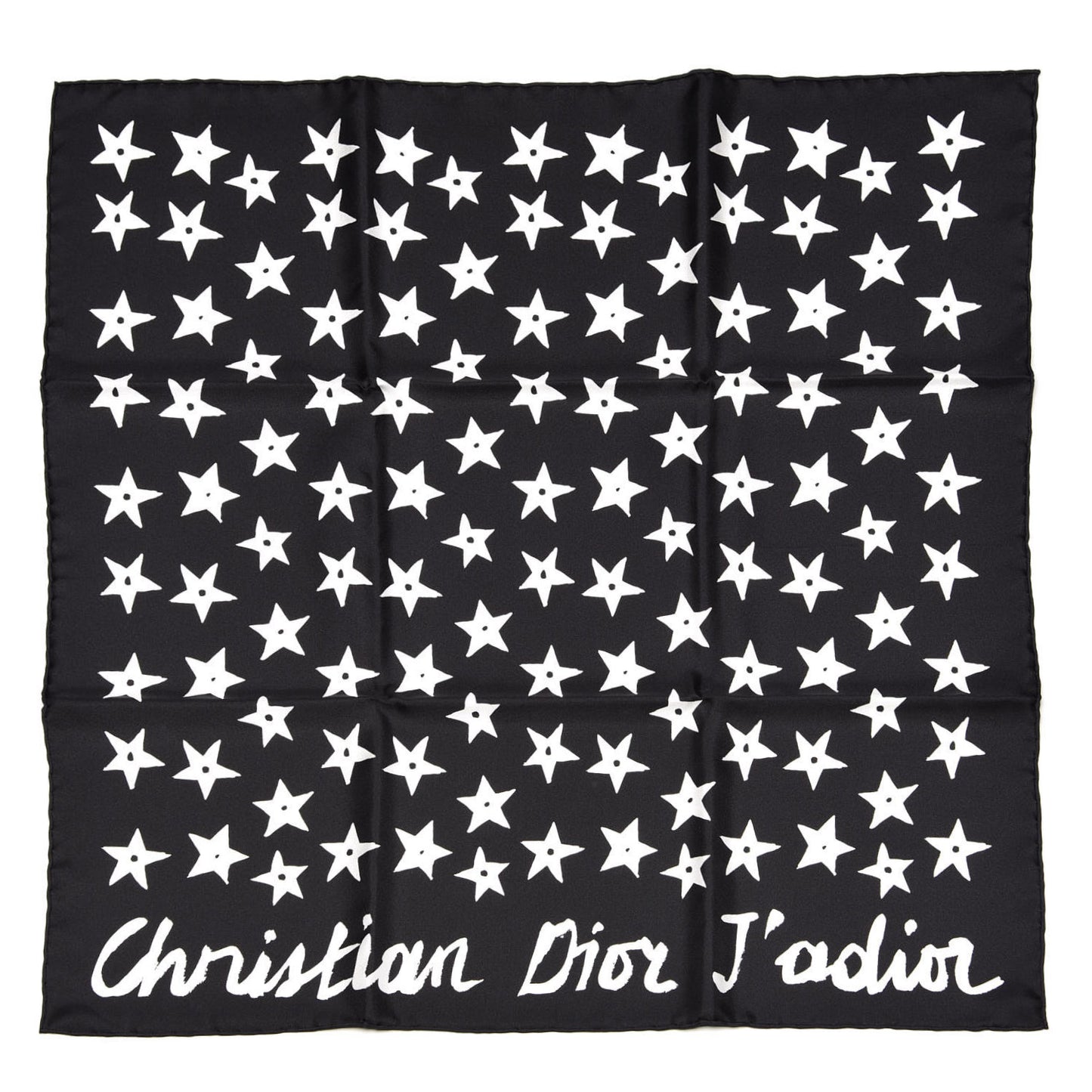 Silk Dior's Star Print Square Scarf Black
