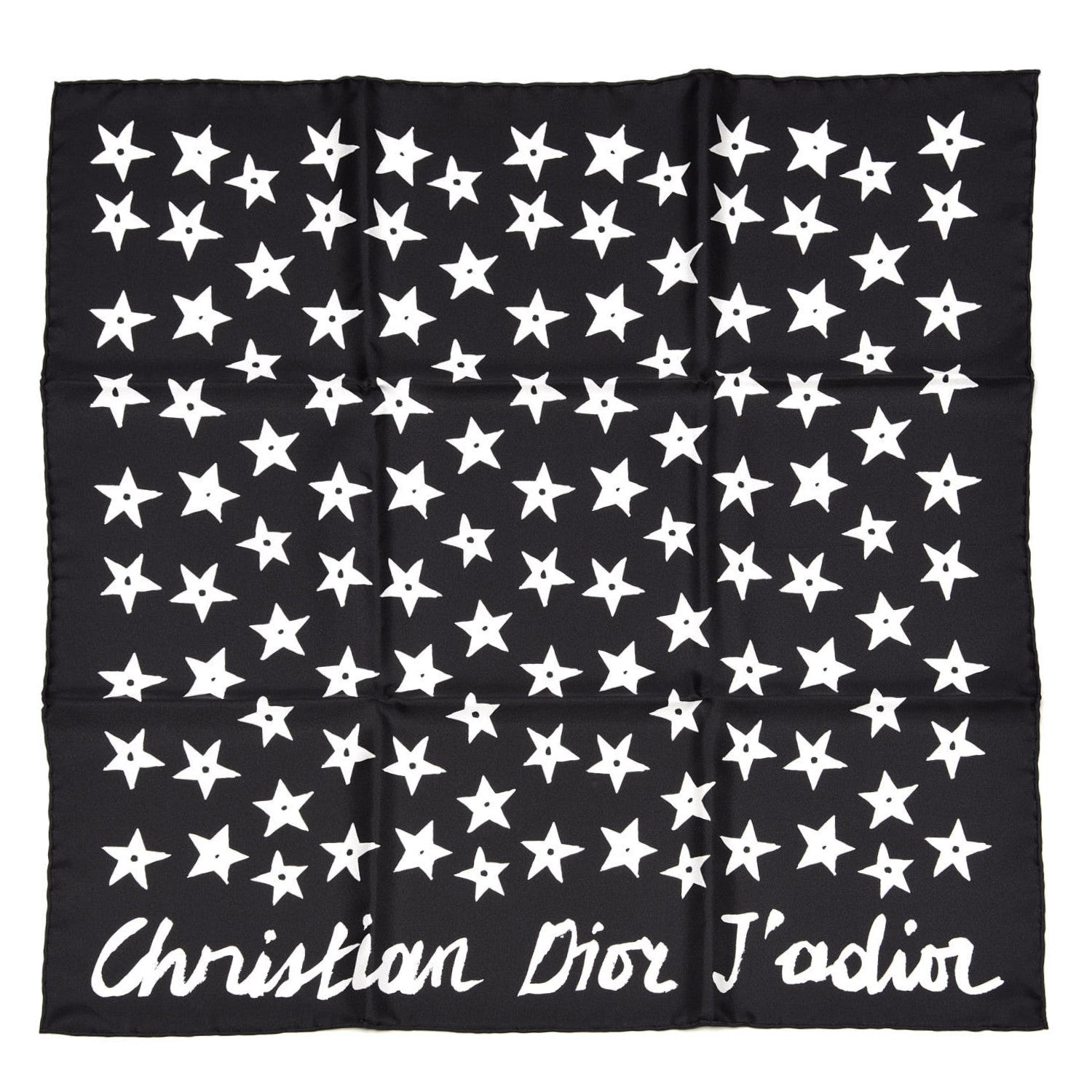 Christian Dior Silk Dior's Star Print Square Scarf Black 1 of 3