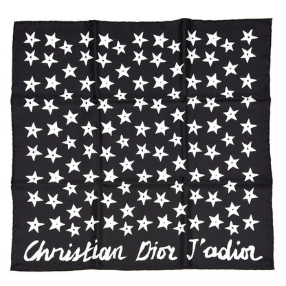 Christian Dior Silk Dior's Star Print Square Scarf Black 1 of 3
