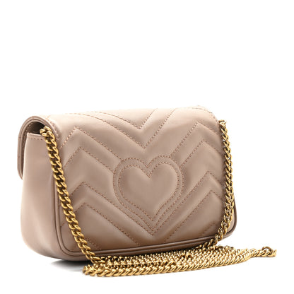 Gucci Calfskin Matelasse Super Mini GG Marmont Shoulder Bag Porcelain Rose 3 of 8