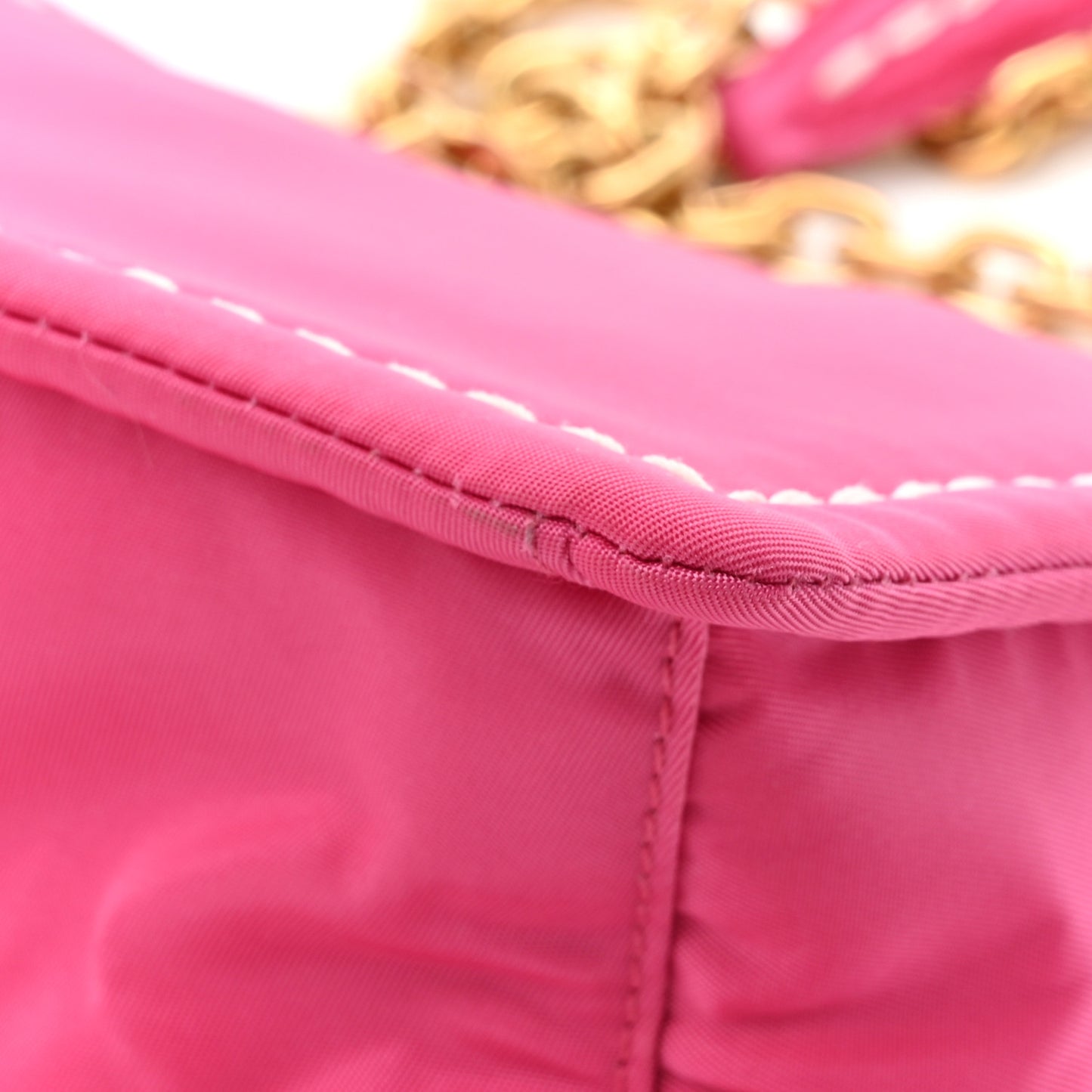 Nylon Tessuto Small Chain Shoulder Bag Fuxia