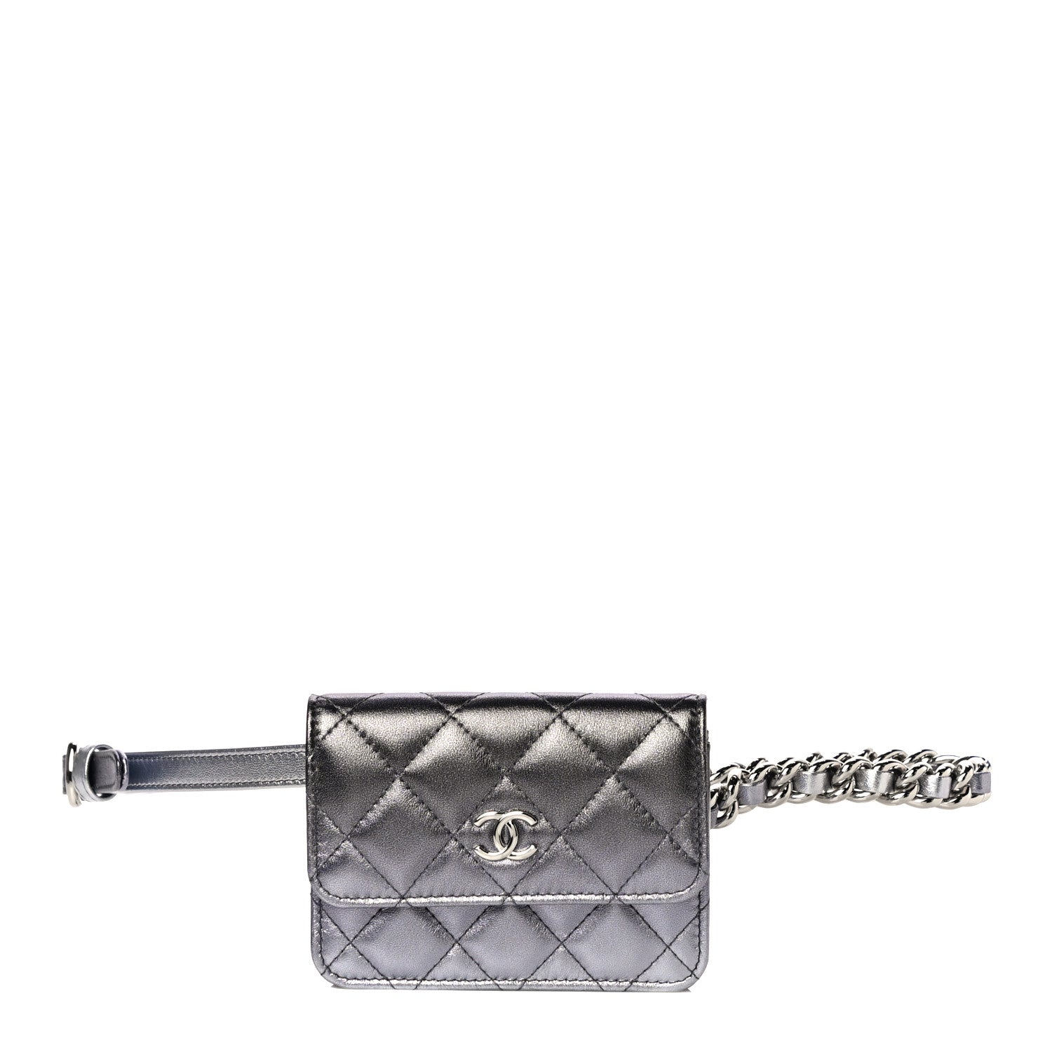 Chanel Gradient Metallic Lambskin Quilted Flap Chain Belt Bag Silver Purple 1 of 11
