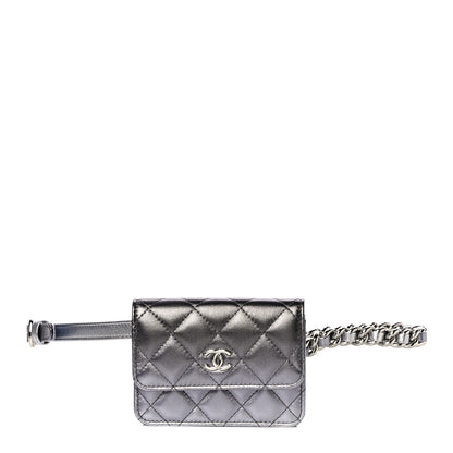 Chanel Gradient Metallic Lambskin Quilted Flap Chain Belt Bag Silver Purple 1 of 11